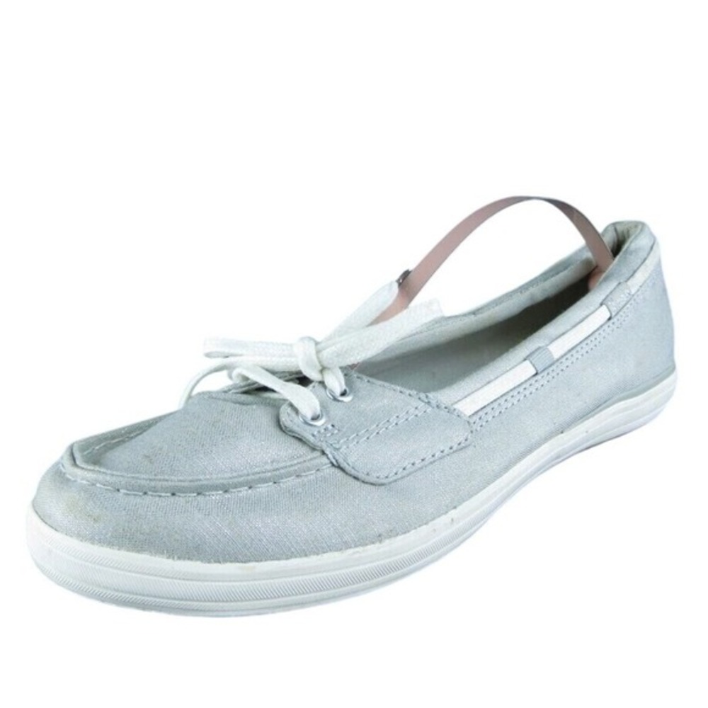 Keds Women Flat Shoes Size‎ 7.5 Medium Silver Fabric Lace Up